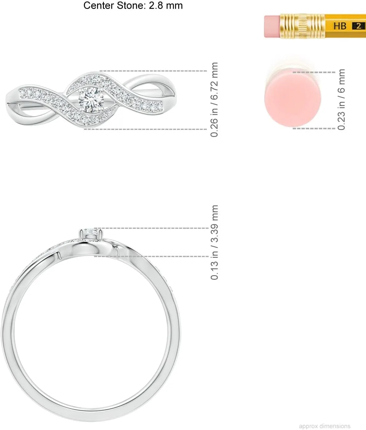Angara Lab Grown Solitaire Round Diamond Infinity Promise Ring in Silver / 14K Solid Gold/Platinum | April Birthstone, Birthday, Engagement, Anniversary, Wedding Jewelry Gift for Women