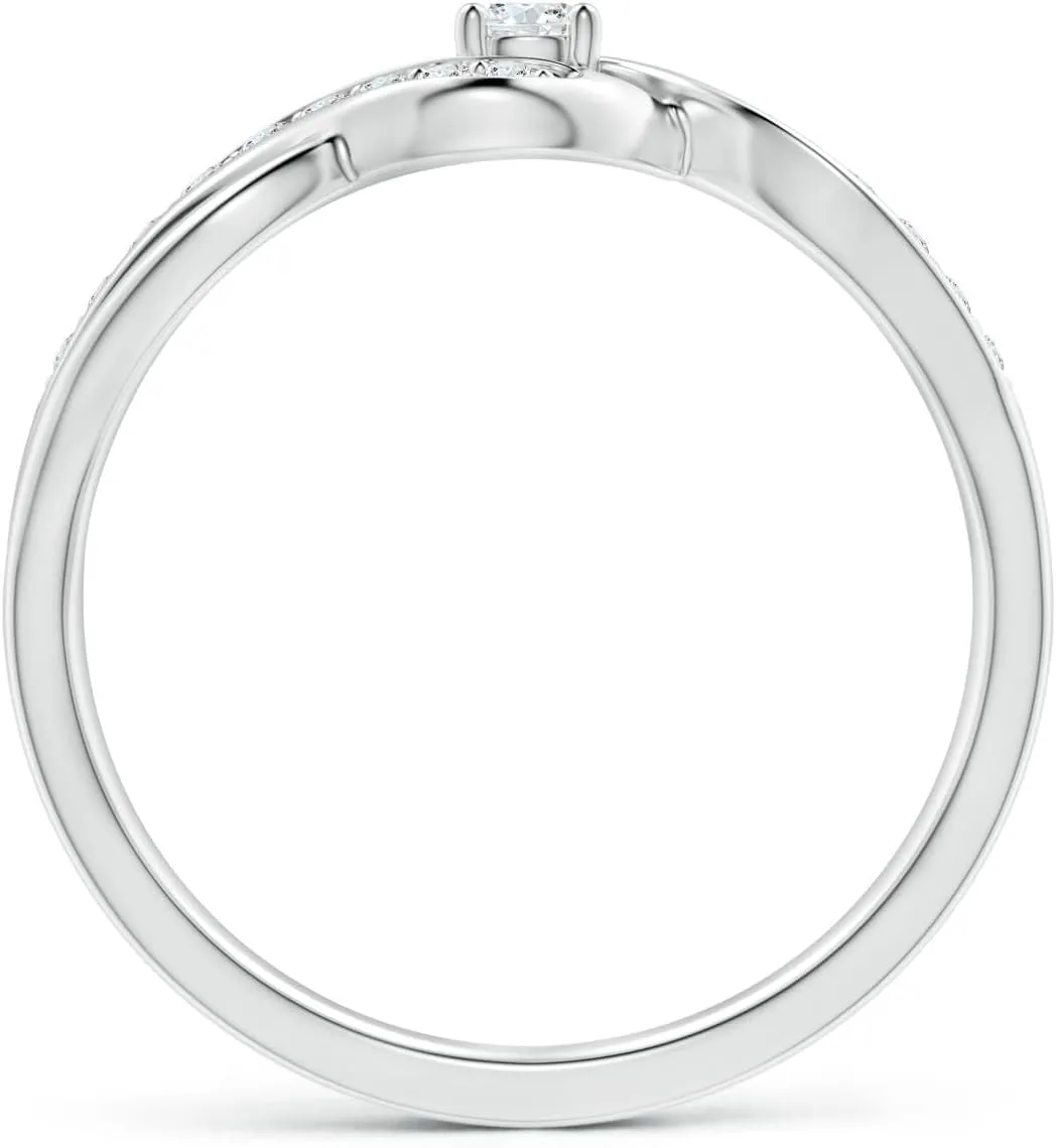 Angara Lab Grown Solitaire Round Diamond Infinity Promise Ring in Silver / 14K Solid Gold/Platinum | April Birthstone, Birthday, Engagement, Anniversary, Wedding Jewelry Gift for Women