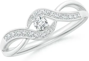 Angara Lab Grown Solitaire Round Diamond Infinity Promise Ring in Silver / 14K Solid Gold/Platinum | April Birthstone, Birthday, Engagement, Anniversary, Wedding Jewelry Gift for Women
