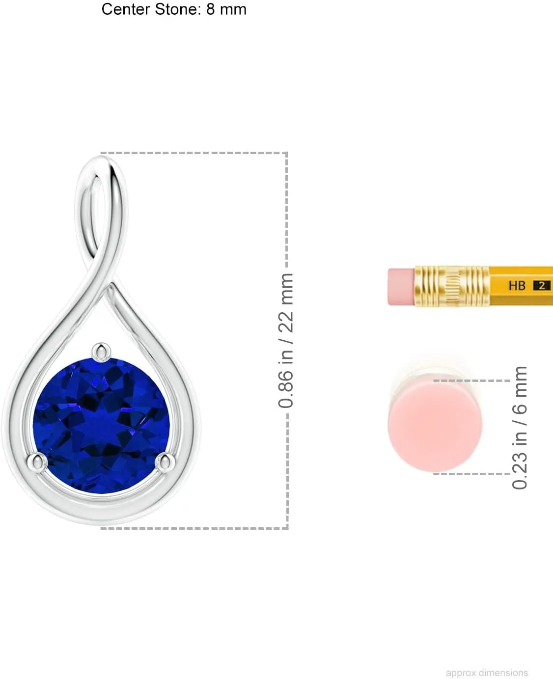Angara Lab Grown Solitaire Round Sapphire Infinity Twist Pendant in Silver / 14K Solid Gold/Platinum | Birthday, Engagement, Anniversary, Wedding Jewelry Gift for Women