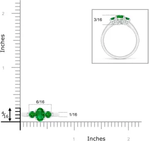 Angara Lab Grown Three Stone Emerald Engagement Ring with Diamond Accents in 14K Solid Gold/Platinum | May Birthstone, Birthday, Anniversary, Wedding Jewelry Gift for Women