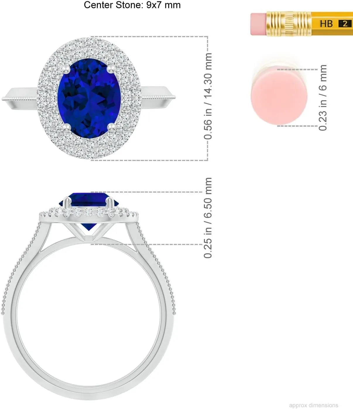 Angara Lab Grown Vintage Inspired Oval Blue Sapphire Double Halo Engagement Ring in 14K Solid Gold/Platinum | Birthday, Anniversary, Wedding Jewelry Gift for Women