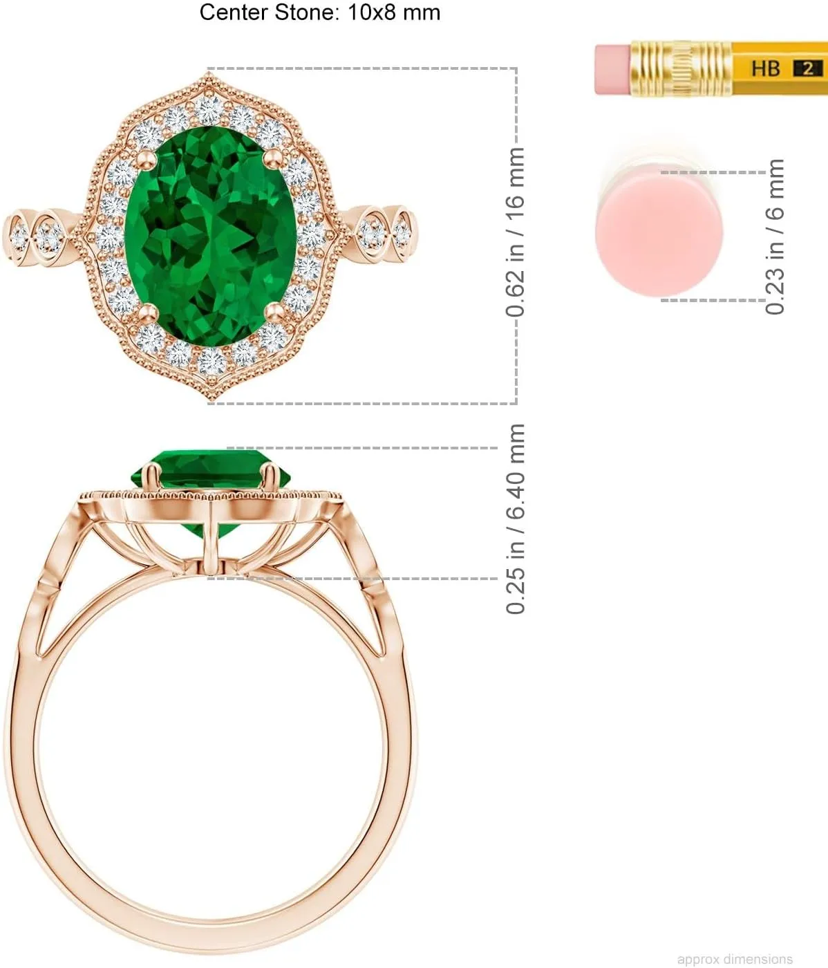 Angara Lab Grown Vintage Inspired Oval Emerald Ornate Halo Engagement Ring in 14K Solid Gold/Platinum | May Birthstone, Birthday, Anniversary, Wedding Jewelry Gift for Women