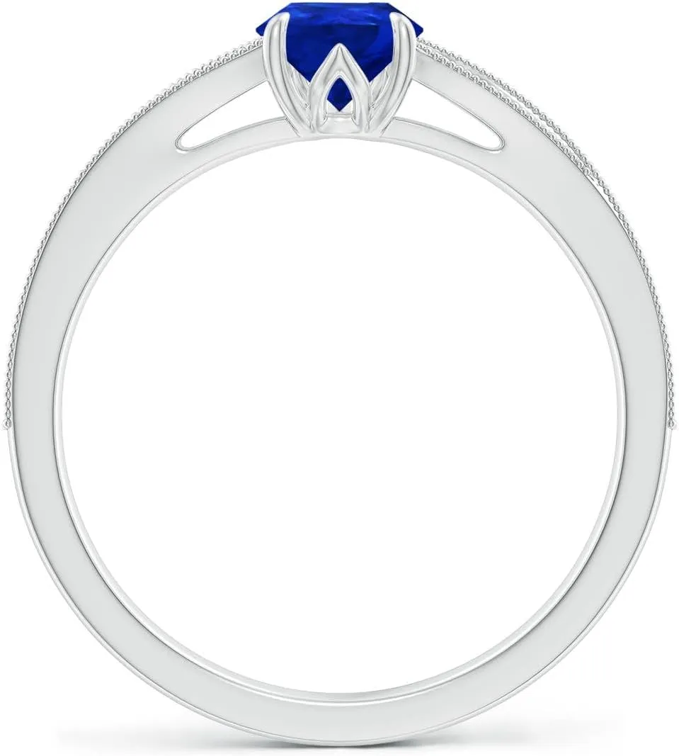 Angara Lab Grown Vintage Inspired Pear Blue Sapphire Split Shank Engagement Ring in 14K Solid Gold/Platinum | Birthday, Anniversary, Wedding Jewelry Gift for Women