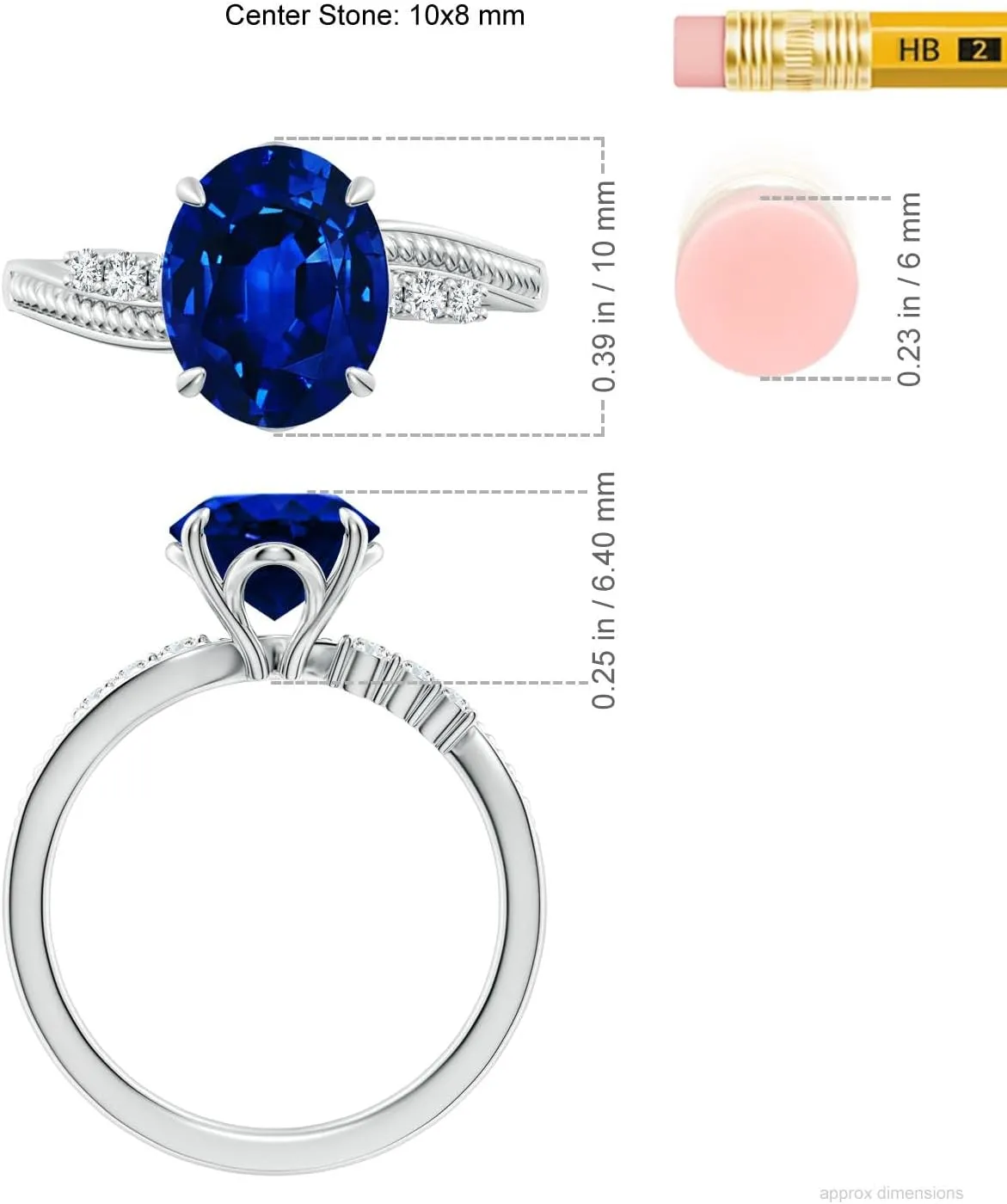 Angara Lab Grown Vintage Style Oval Blue Sapphire Bypass Shank Engagement Ring in 14K Solid Gold/Platinum | September Birthstone, Birthday, Anniversary, Wedding Jewelry Gift for Women