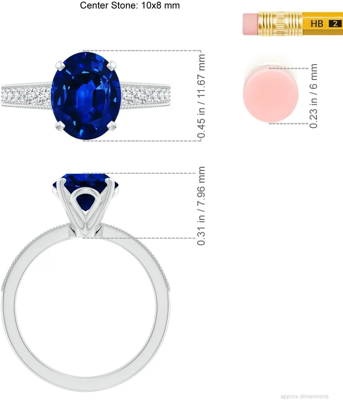 Angara Lab Grown Vintage Style Oval Blue Sapphire Engagement Ring with Accents in 14K Solid Gold/Platinum | September Birthstone, Birthday, Anniversary, Wedding Jewelry Gift for Women