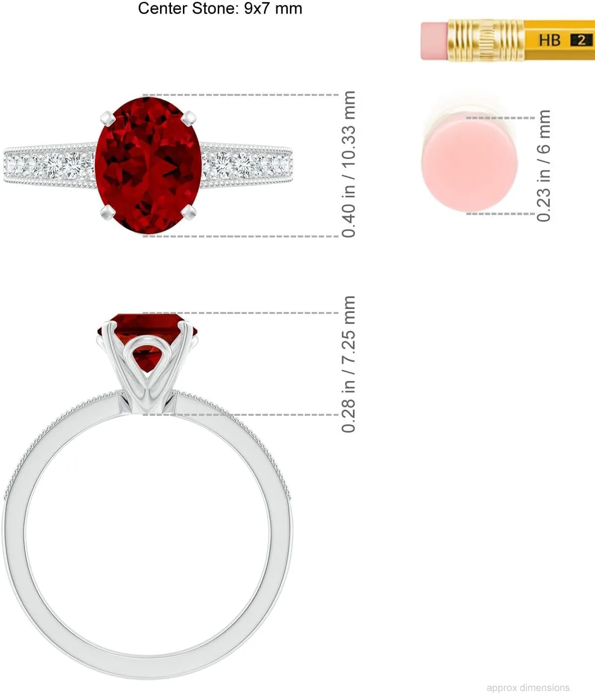 Angara Lab Grown Vintage Style Oval Ruby Engagement Ring with Accents in 14K Solid Gold/Platinum | July Birthstone, Birthday, Anniversary, Wedding Jewelry Gift for Women