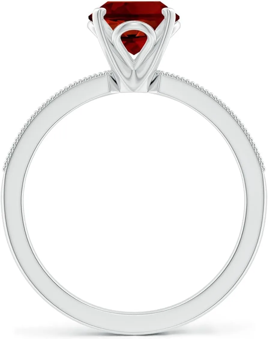 Angara Lab Grown Vintage Style Oval Ruby Engagement Ring with Accents in 14K Solid Gold/Platinum | July Birthstone, Birthday, Anniversary, Wedding Jewelry Gift for Women
