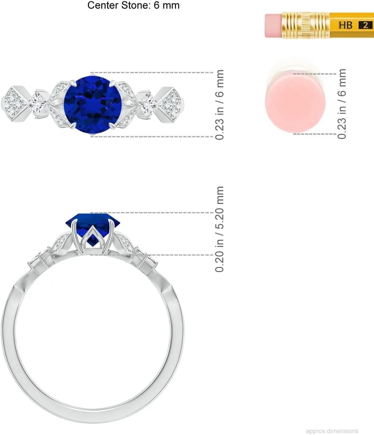 Angara Lab Grown Vintage Style Round Blue Sapphire Engagement Ring with Leaf Motifs in 14K Solid Gold/Platinum | Birthday, Anniversary, Wedding Jewelry Gift for Women