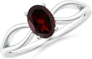 Angara Natural 0.9 Ct Garnet Solitaire Ring for Women in Platinum (Grade-A | Size-7x5mm) | January Birthstone, Birthday, Engagement, Anniversary Jewelry Gift For Women
