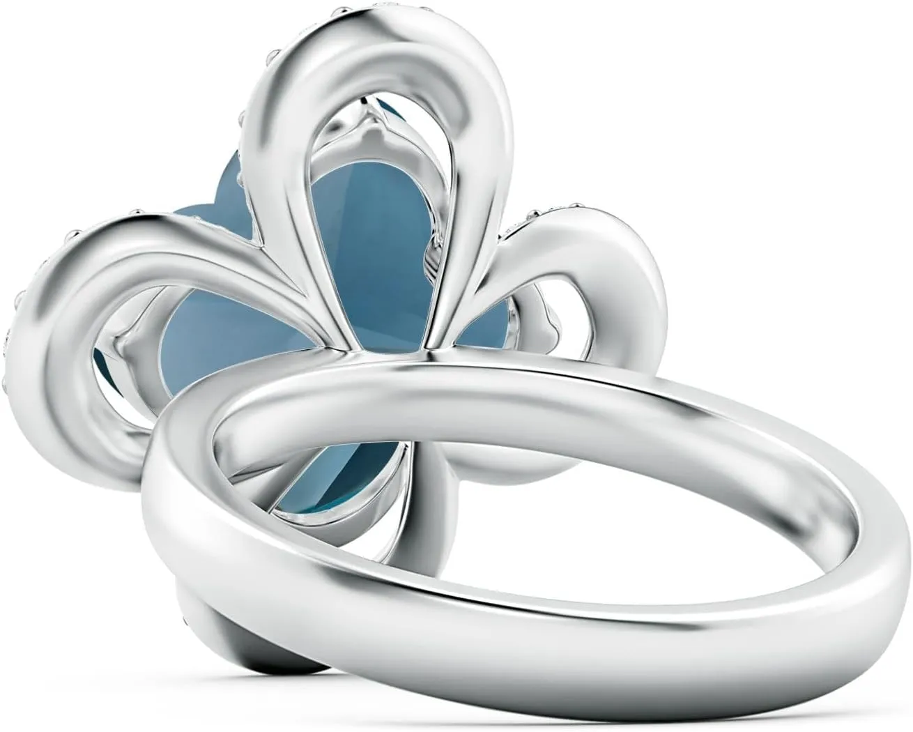 Angara Natural GIA Certified Clover-Shaped 5.96 ct London Blue Topaz Halo Engagement Ring in 14K Solid Gold/Platinum for Women | November Birthstone Jewelry for Women