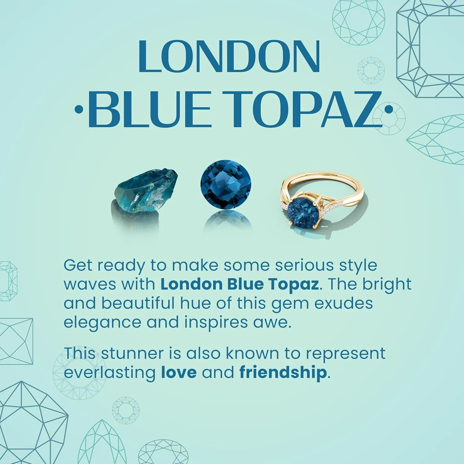 Angara Natural GIA Certified Clover-Shaped 5.96 ct London Blue Topaz Halo Engagement Ring in 14K Solid Gold/Platinum for Women | November Birthstone Jewelry for Women