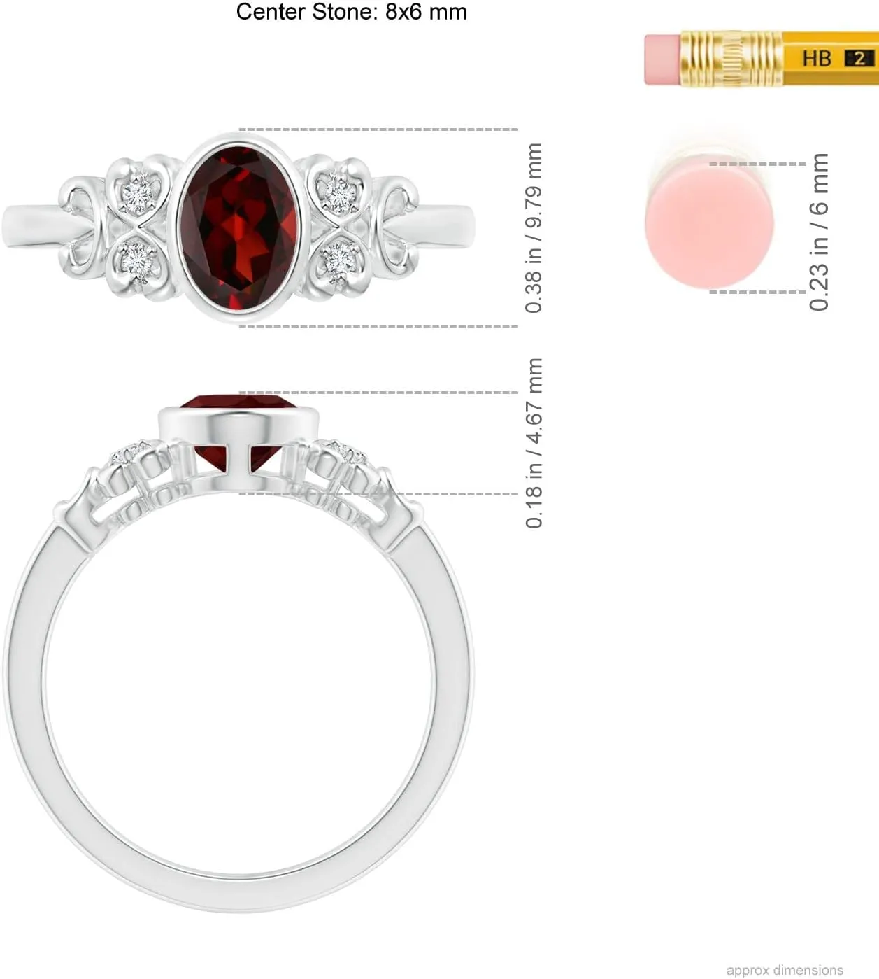 Angara Natural Vintage Style Bezel-Set Oval Garnet Ring with Diamonds in 14K Solid Gold/Platinum | January Birthstone, Birthday, Engagement, Anniversary, Wedding Jewelry Gift for Women
