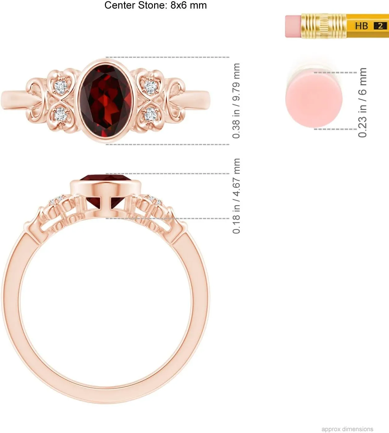 Angara Natural Vintage Style Bezel-Set Oval Garnet Ring with Diamonds in 14K Solid Gold/Platinum | January Birthstone, Birthday, Engagement, Anniversary, Wedding Jewelry Gift for Women