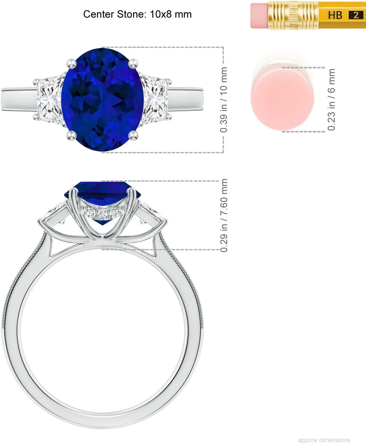 Angara Oval Lab Grown Blue Sapphire and Trapezoid Diamond Hidden Halo Engagement Ring in 14K Solid Gold/Platinum | Birthday, Anniversary, Wedding Jewelry Gift for Women