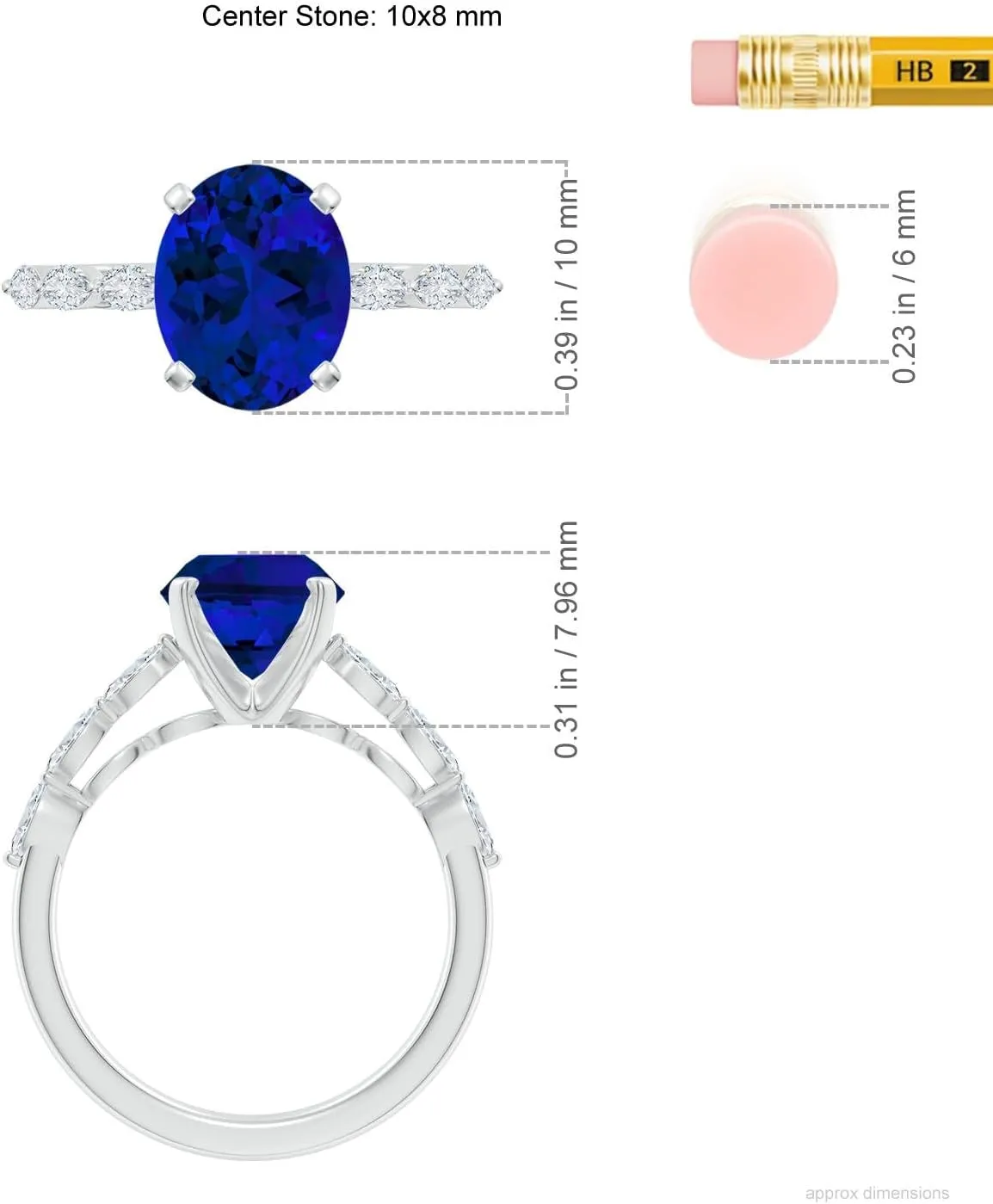 Angara Oval Lab Grown Blue Sapphire Engagement Ring with Marquise Diamonds in 14K Solid Gold/Platinum | Birthday, Anniversary, Wedding Jewelry Gift for Women