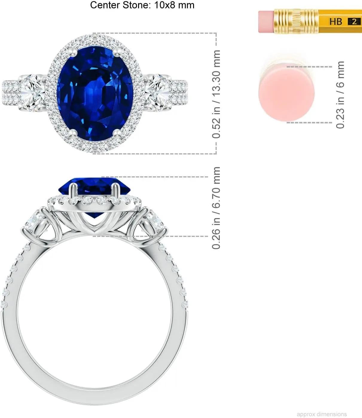 Angara Oval Lab Grown Blue Sapphire Halo Double Shank Engagement Ring in 14K Solid Gold/Platinum | September Birthstone, Birthday, Anniversary, Wedding Jewelry Gift for Women