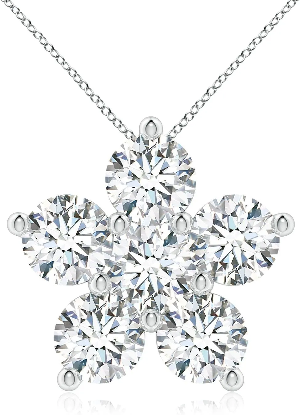 Angara Round Lab Grown Diamond Floral Cluster Pendant in 14K Solid Gold/Platinum | April Birthstone, Birthday, Engagement, Anniversary, Wedding Jewelry Gift for Women