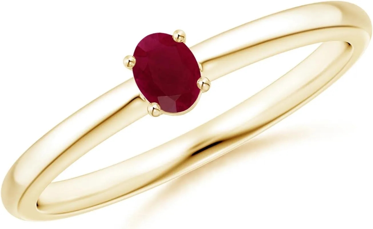 Angara Solitaire Natural Ruby Promise Ring for Women in Silver/14K Solid Gold | July Birthstone, Birthday, Engagement, Anniversary, Wedding Jewelry Gift for Women