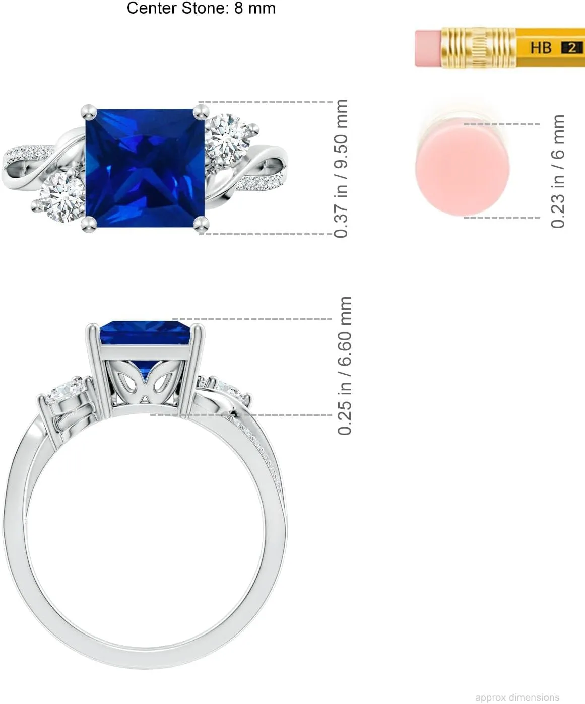 Angara Square Lab Grown Blue Sapphire Twisted Vine Engagement Ring in 14K Solid Gold/Platinum | Birthday, Anniversary, Wedding Jewelry Gift for Women