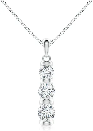 Angara Three Stone Round Lab Grown Diamond Journey Pendant in 14K Solid Gold/Platinum | April Birthstone, Birthday, Engagement, Anniversary, Wedding Jewelry Gift for Women