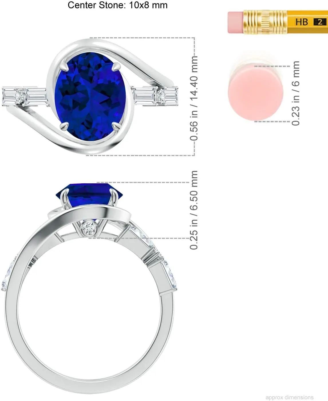 Angara Vintage Inspired Oval Lab Grown Blue Sapphire Bypass Shank Engagement Ring in 14K Solid Gold/Platinum | Birthday, Anniversary, Wedding Jewelry Gift for Women