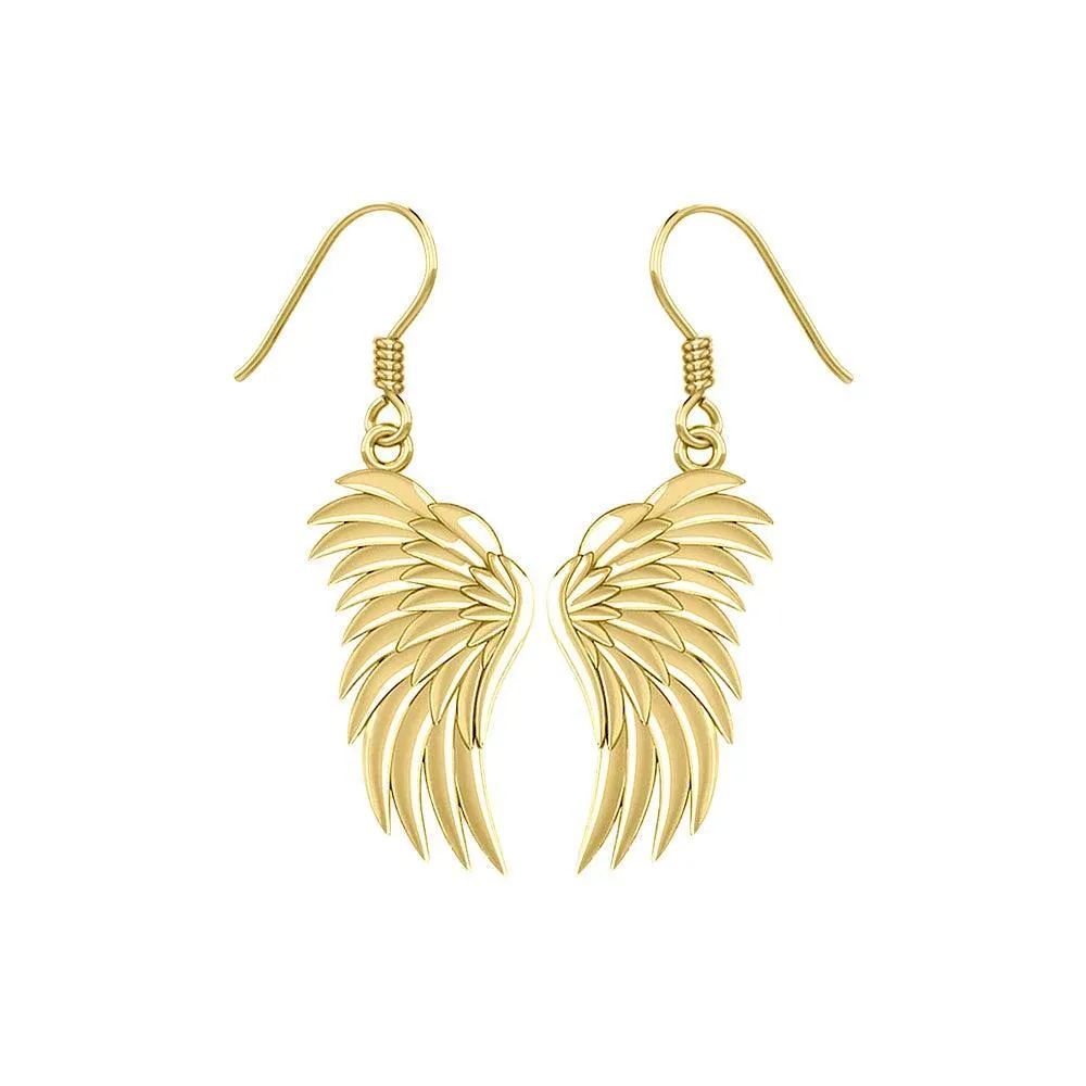 Angel Wings Solid Yellow Gold Earrings GER1945