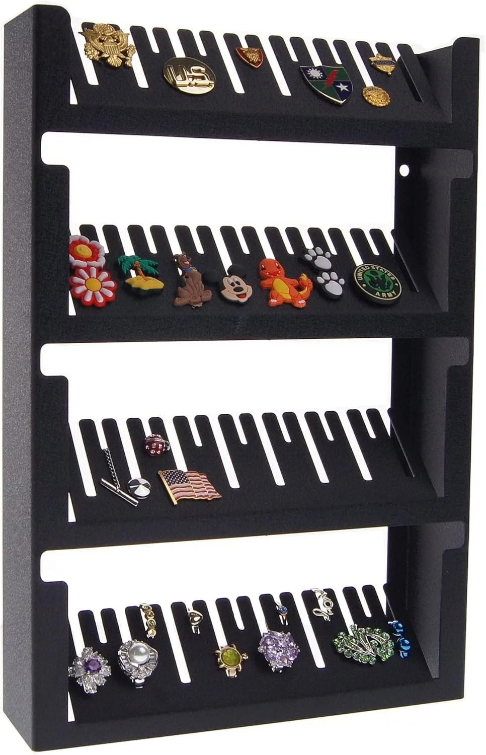 Angelynn's Wall Mounted Large Statement Ring Holder Display, Cufflink/Cuff Link Storage, Closet Jewelry Organizer, Jaymes Black