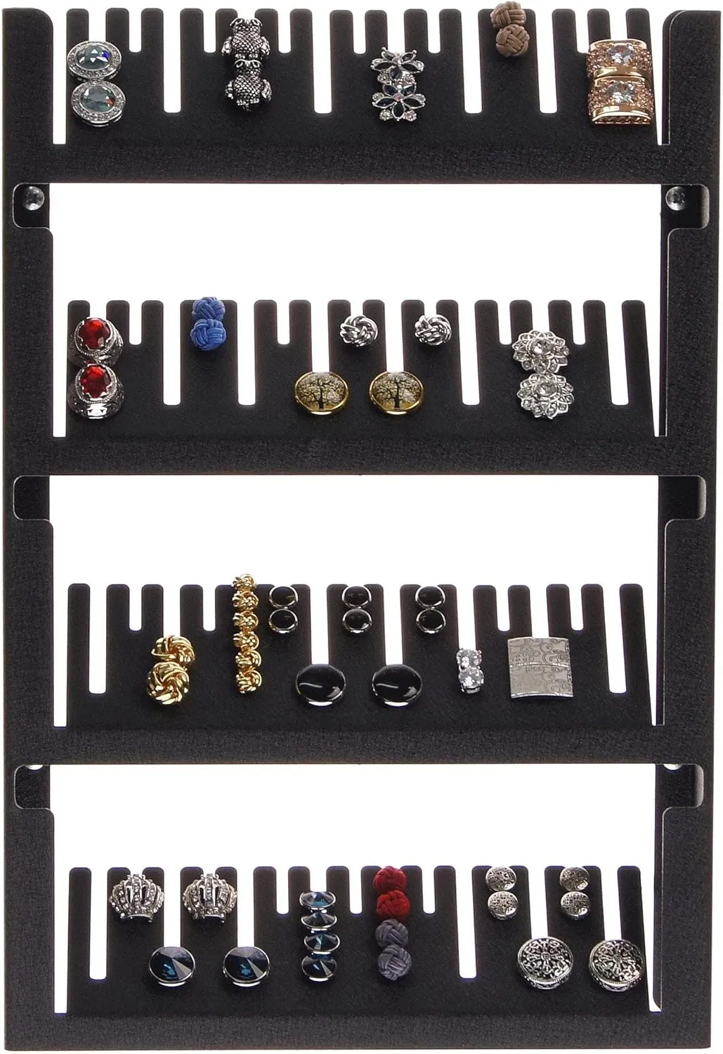 Angelynn's Wall Mounted Large Statement Ring Holder Display, Cufflink/Cuff Link Storage, Closet Jewelry Organizer, Jaymes Black