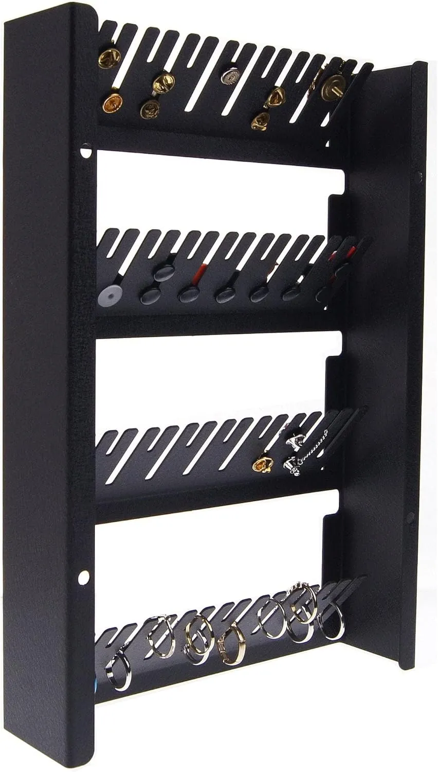 Angelynn's Wall Mounted Large Statement Ring Holder Display, Cufflink/Cuff Link Storage, Closet Jewelry Organizer, Jaymes Black