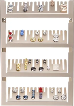 Angelynn's Wall Mounted Large Statement Ring Holder Display, Cufflink/Cuff Link Storage, Closet Jewelry Organizer, Jaymes Satin Nickel Silver