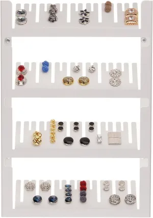 Angelynn's Wall Mounted Large Statement Ring Holder Display, Cufflink/Cuff Link Storage, Closet Jewelry Organizer, Jaymes White