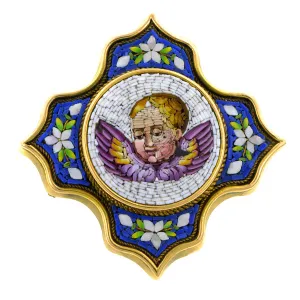 Antique Cherub Micromosaic Pendant/ Brooch
