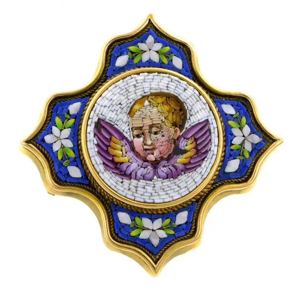 Antique Cherub Micromosaic Pendant/ Brooch