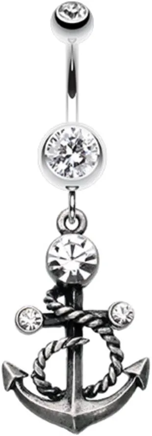 Antique Finish Classy Anchor WildKlass Belly Button Ring