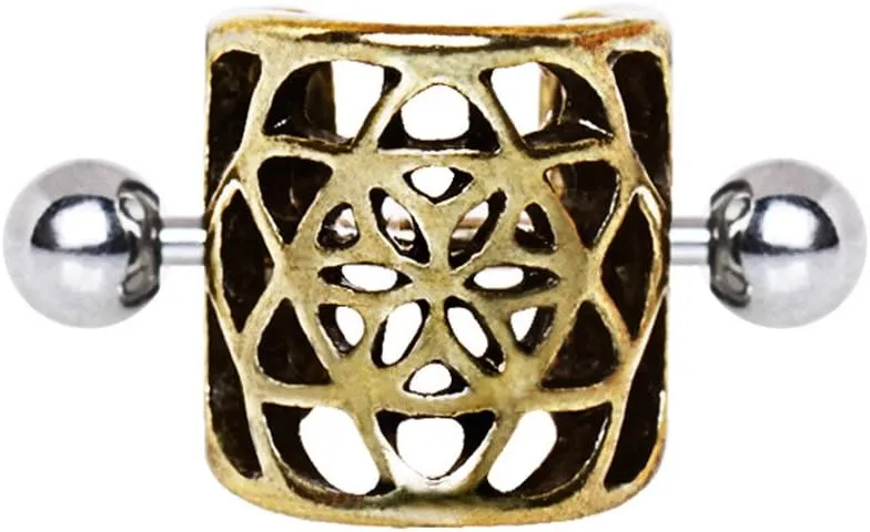 Antique Gold Flower Pentagram Cartilage Ear Cuff 16G (Sold by Piece)