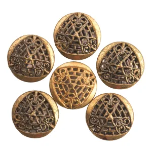 Antique lacy brass plated steel buttons dating to the late 1800s to early 1900's. 19mm diameter. btvn801