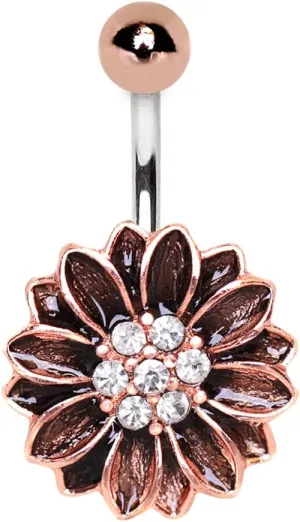 Antique Rose Gold Plated Over 316L Floral Navel Ring