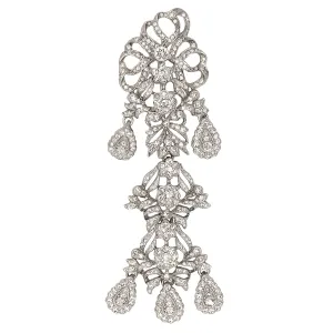 Antique Silver & Crystal Drop Pin