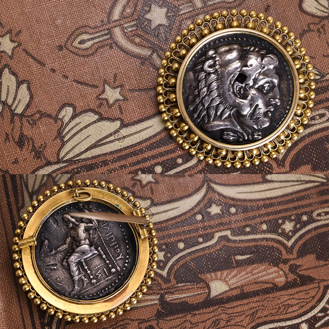 Archaeological Revival "Alexander the Great" Coin Brooch