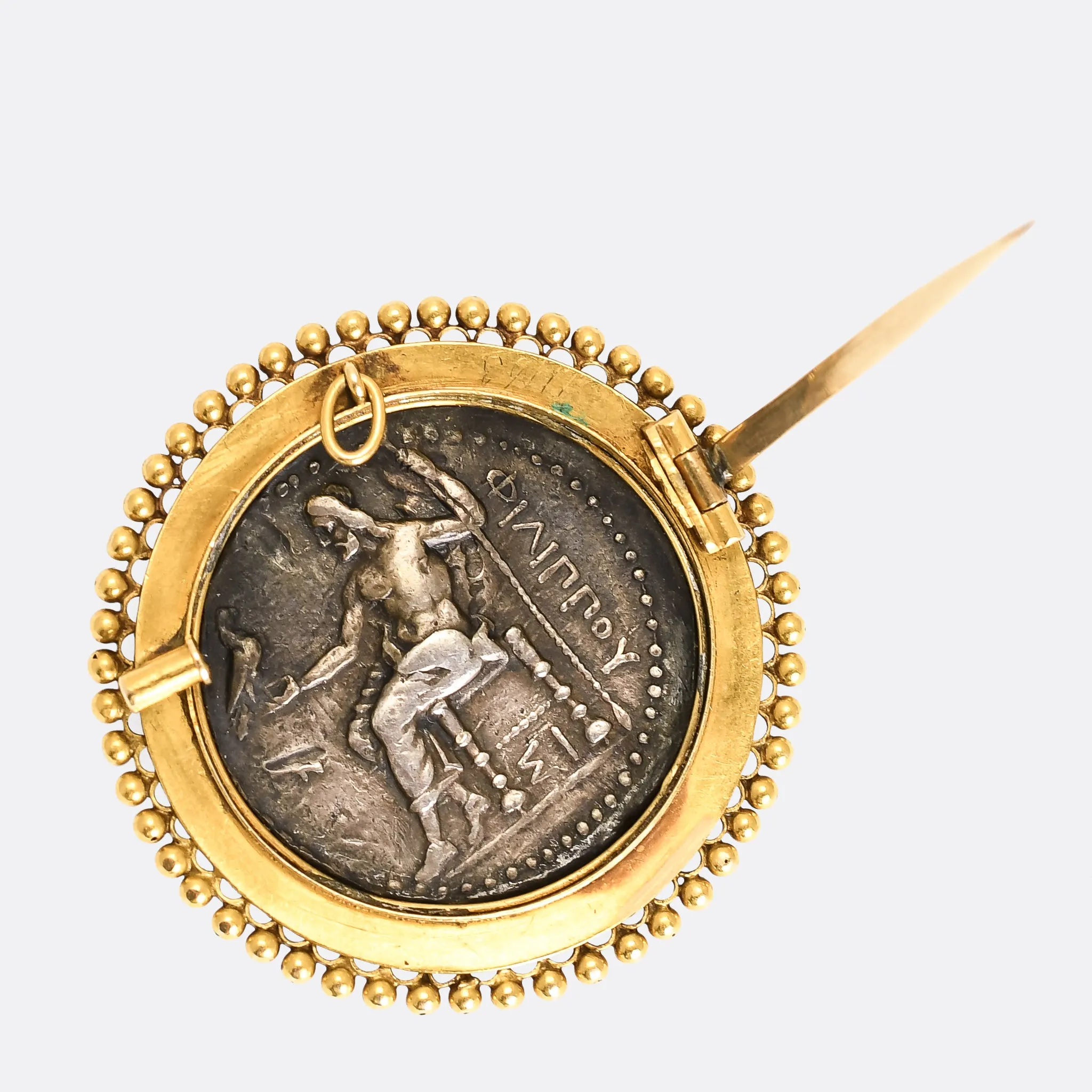Archaeological Revival "Alexander the Great" Coin Brooch