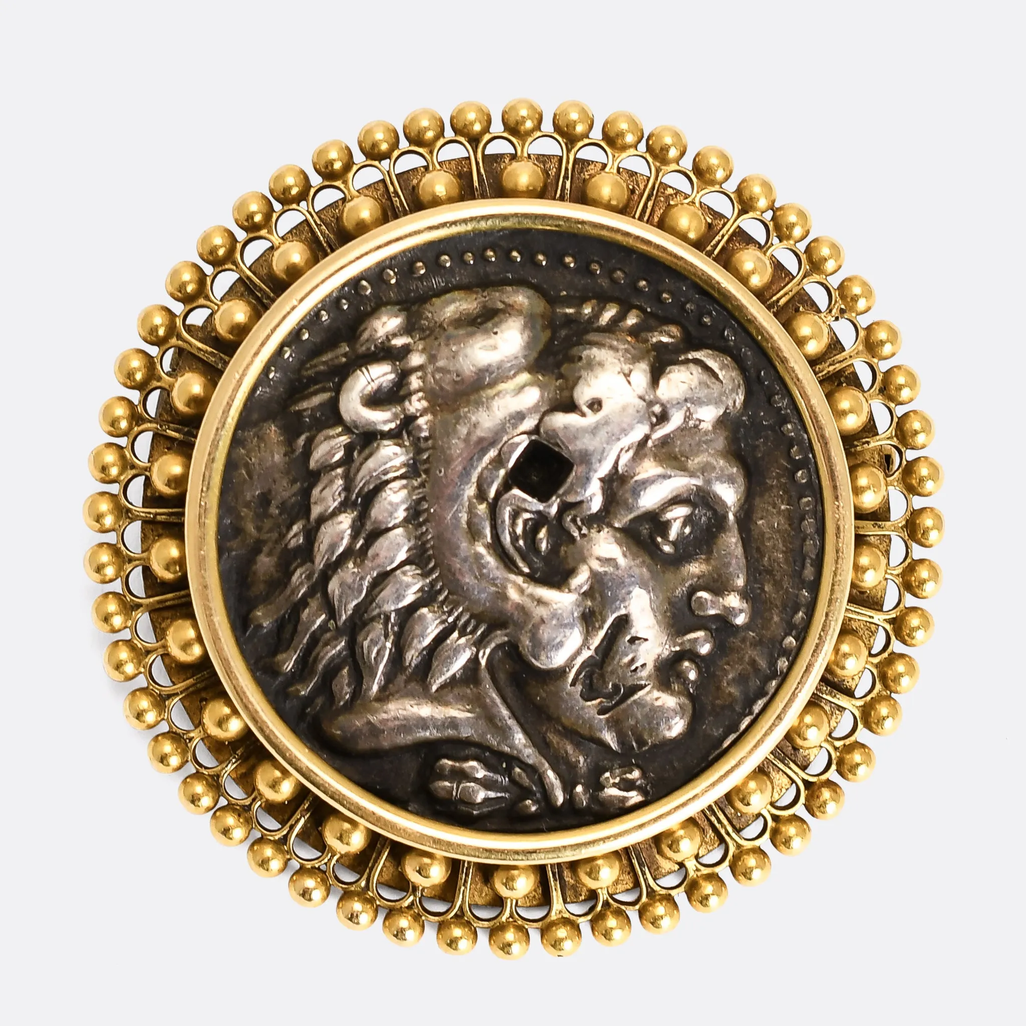 Archaeological Revival "Alexander the Great" Coin Brooch