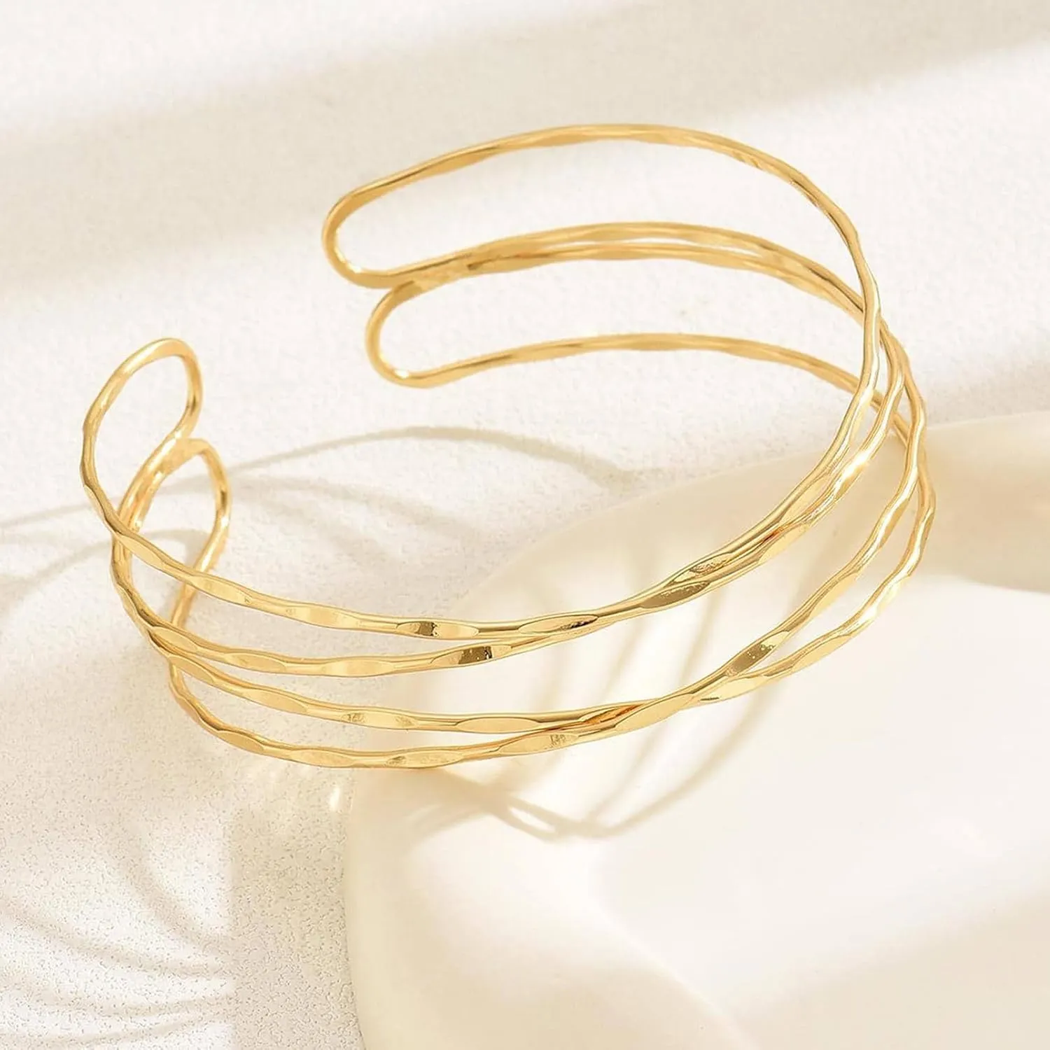 Arm Cuff Gold Upper Arm Jewelry for Women Chunky Cuff Bangle Bracelets Armband Jewelry Summer Dresses Outfits Accessories