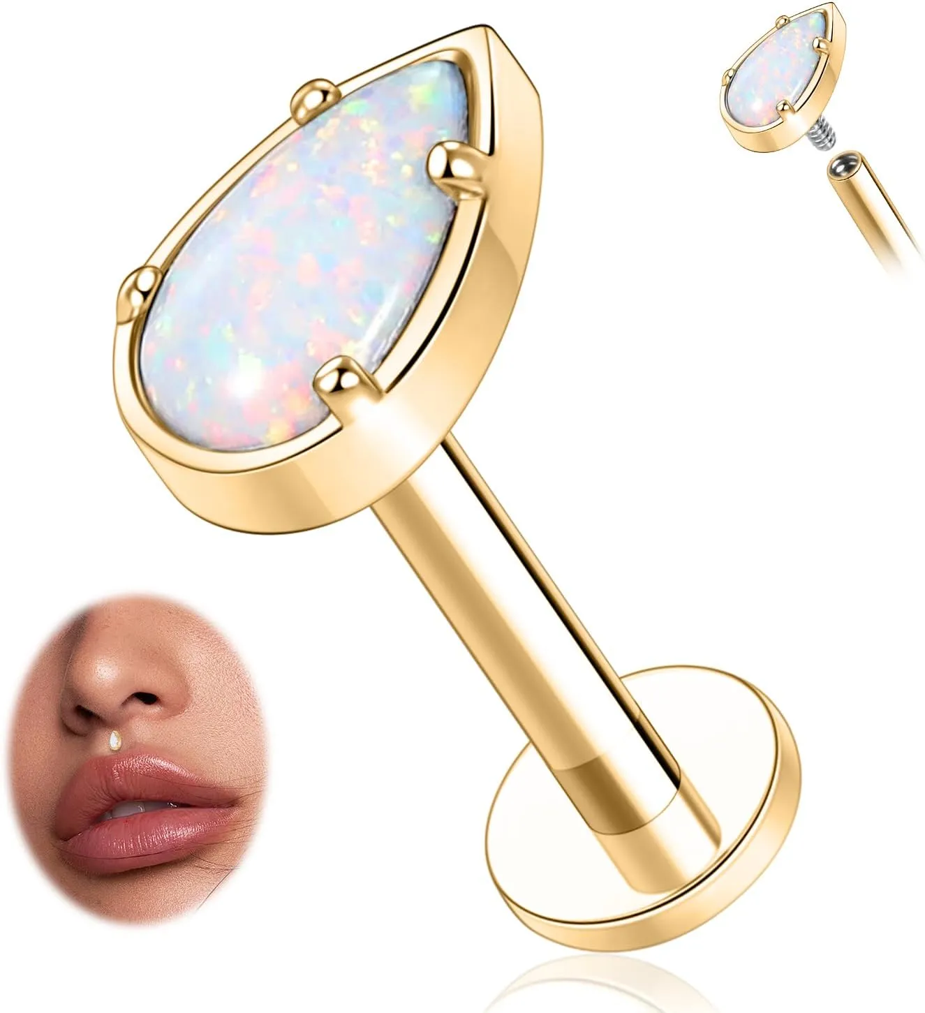 AROWRO G23 Titanium Labret Studs 16g Labret Jewelry Lip Piercing Jewelry Internally Threaded Monroe Jewelry Tragus Earrings 16g Helix Stud Cartilage Piercing