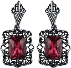 Art Deco Antique Vintage Style Garnet Wine Purple Amethyst Ruby Rhinestone Celtic Bridal Prom Gatsby Formal Wedding Earrings