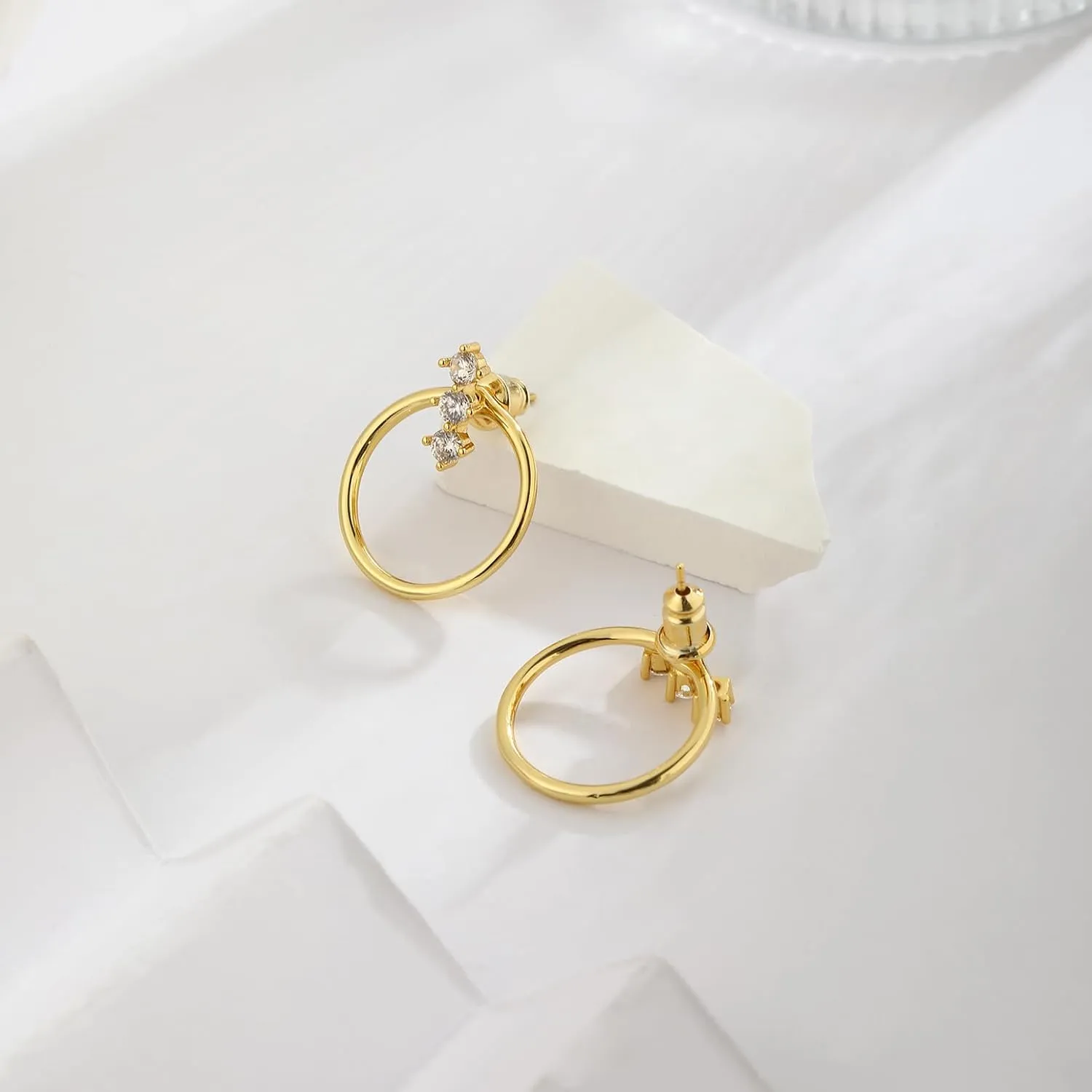 ASCOMY Gold Earrings for Women Dainty Stud Earrings 14K Gold/Silver Plated Heart Earring Cute Star Stud Earring Gold Minimalist Jewelry Gifts for Her