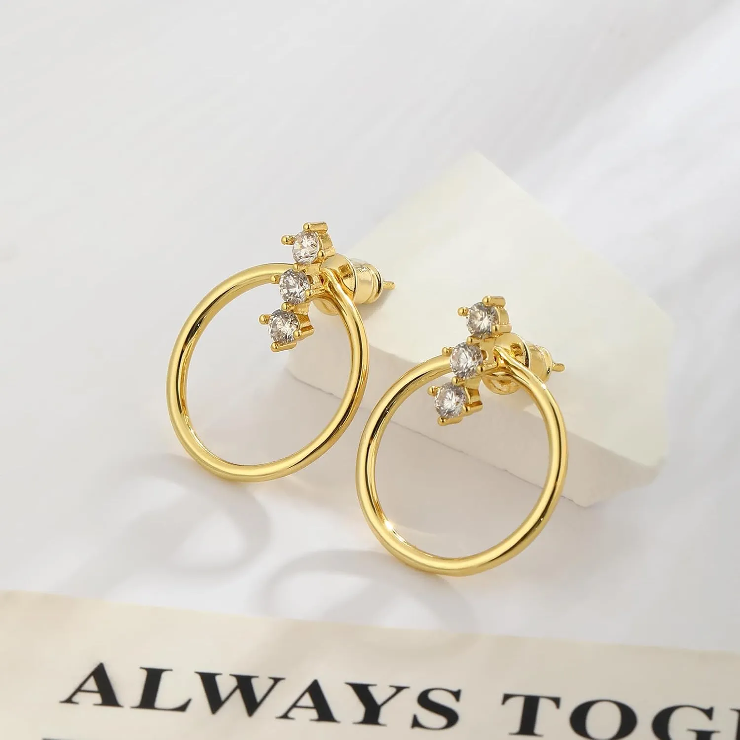 ASCOMY Gold Earrings for Women Dainty Stud Earrings 14K Gold/Silver Plated Heart Earring Cute Star Stud Earring Gold Minimalist Jewelry Gifts for Her