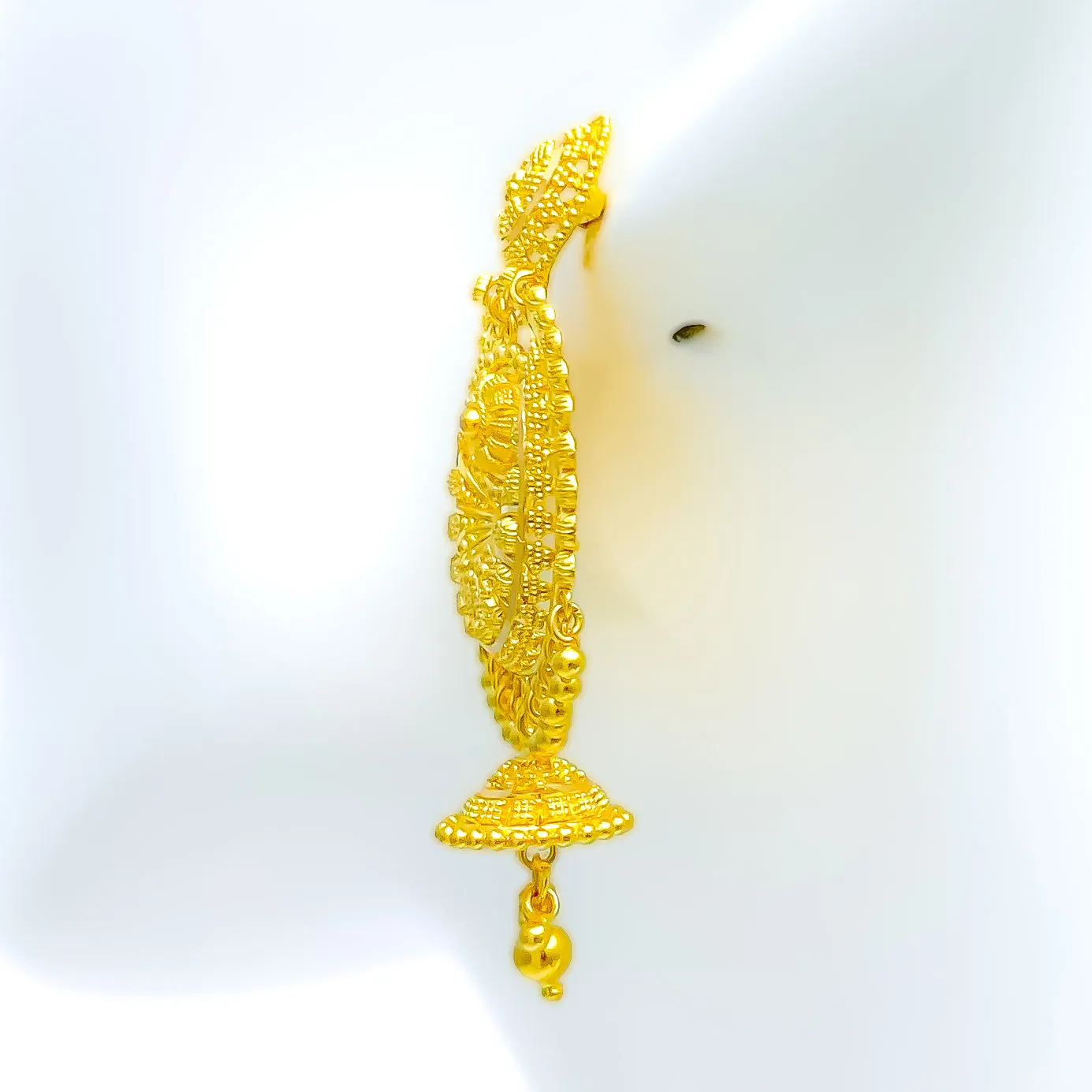 Attractive Dangling Flower 22k Gold Chand Bali
