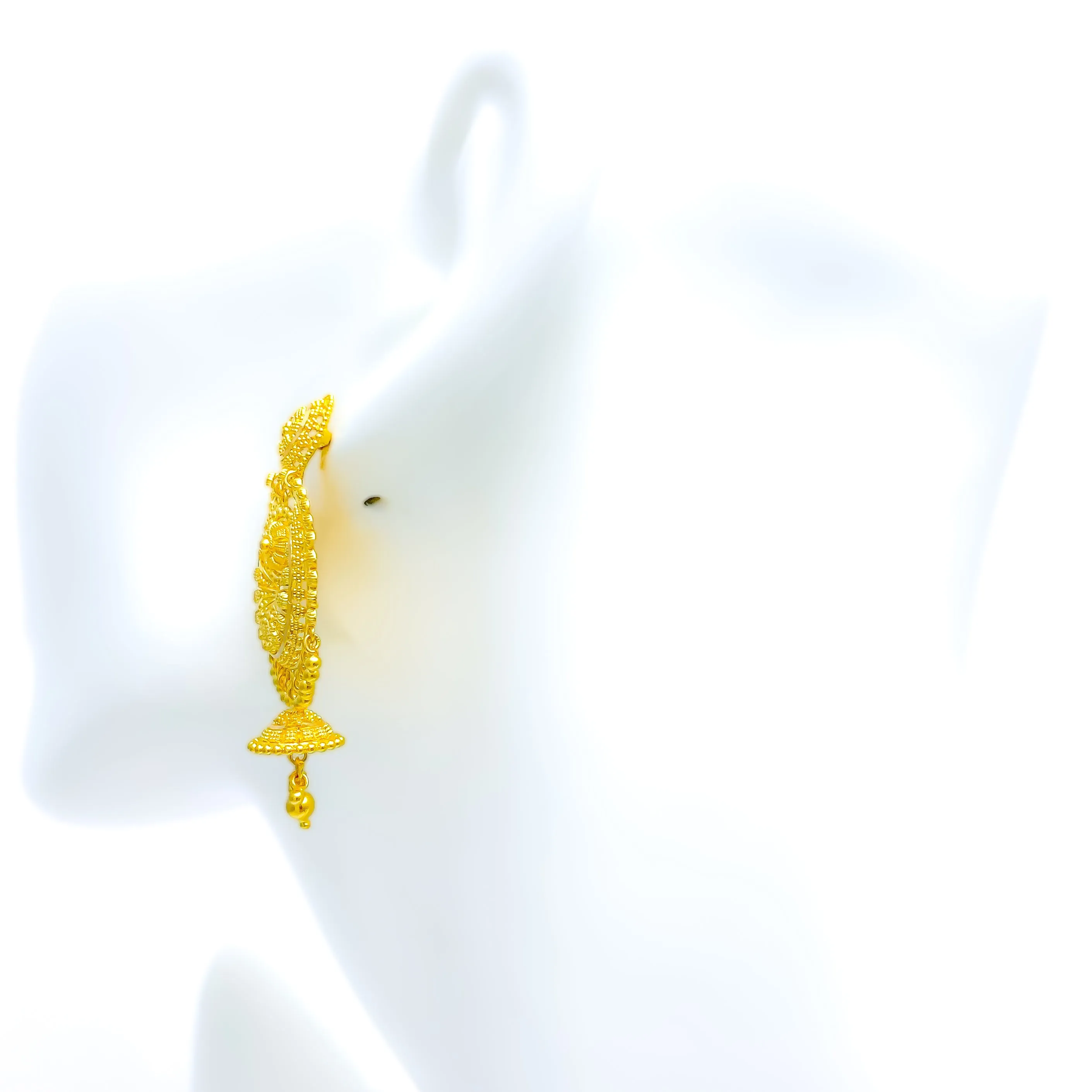 Attractive Dangling Flower 22k Gold Chand Bali