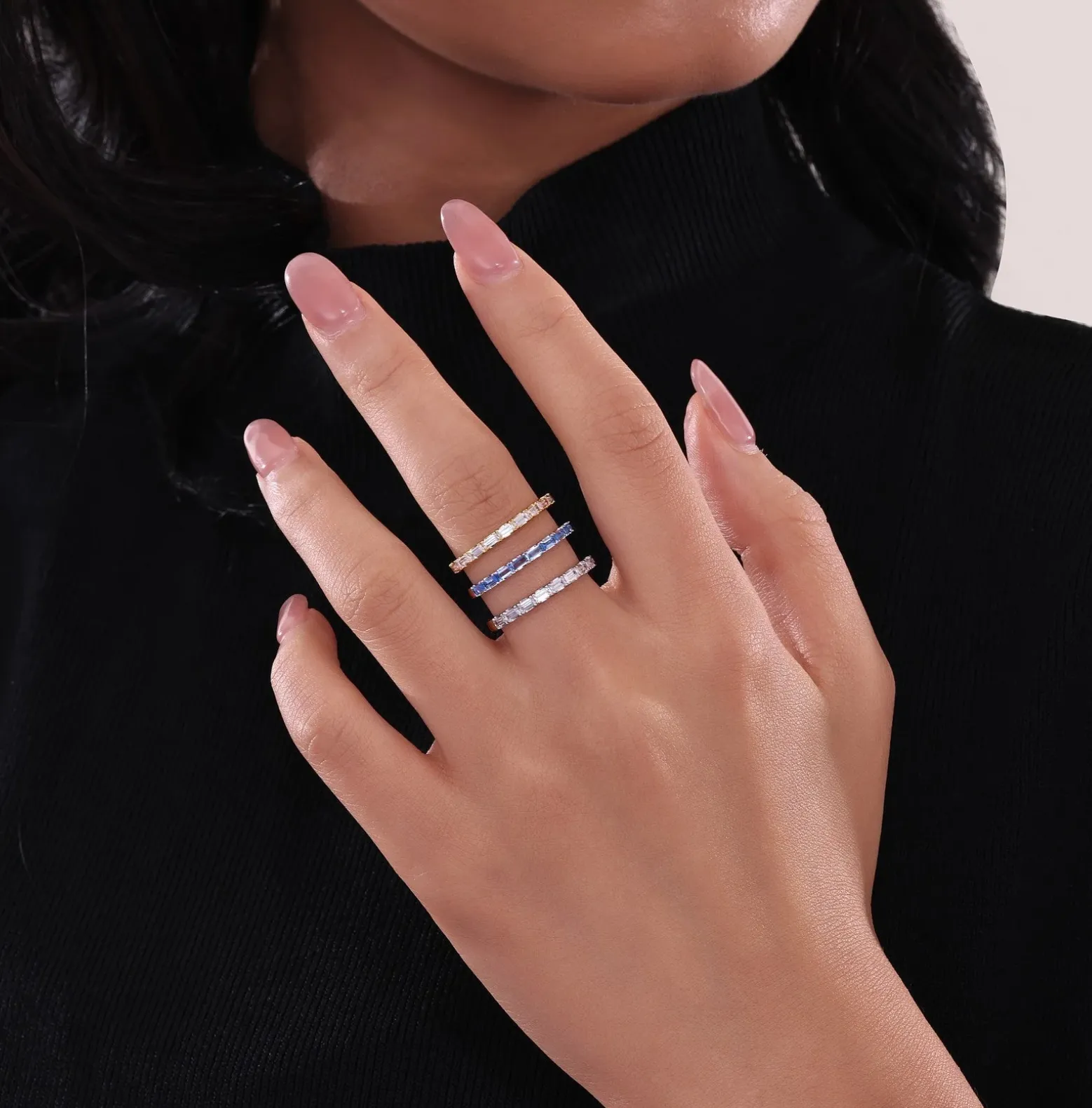 Baguette Half-Eternity Band Gold